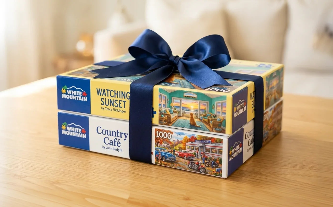 Wrapped White Mountain puzzles gift set